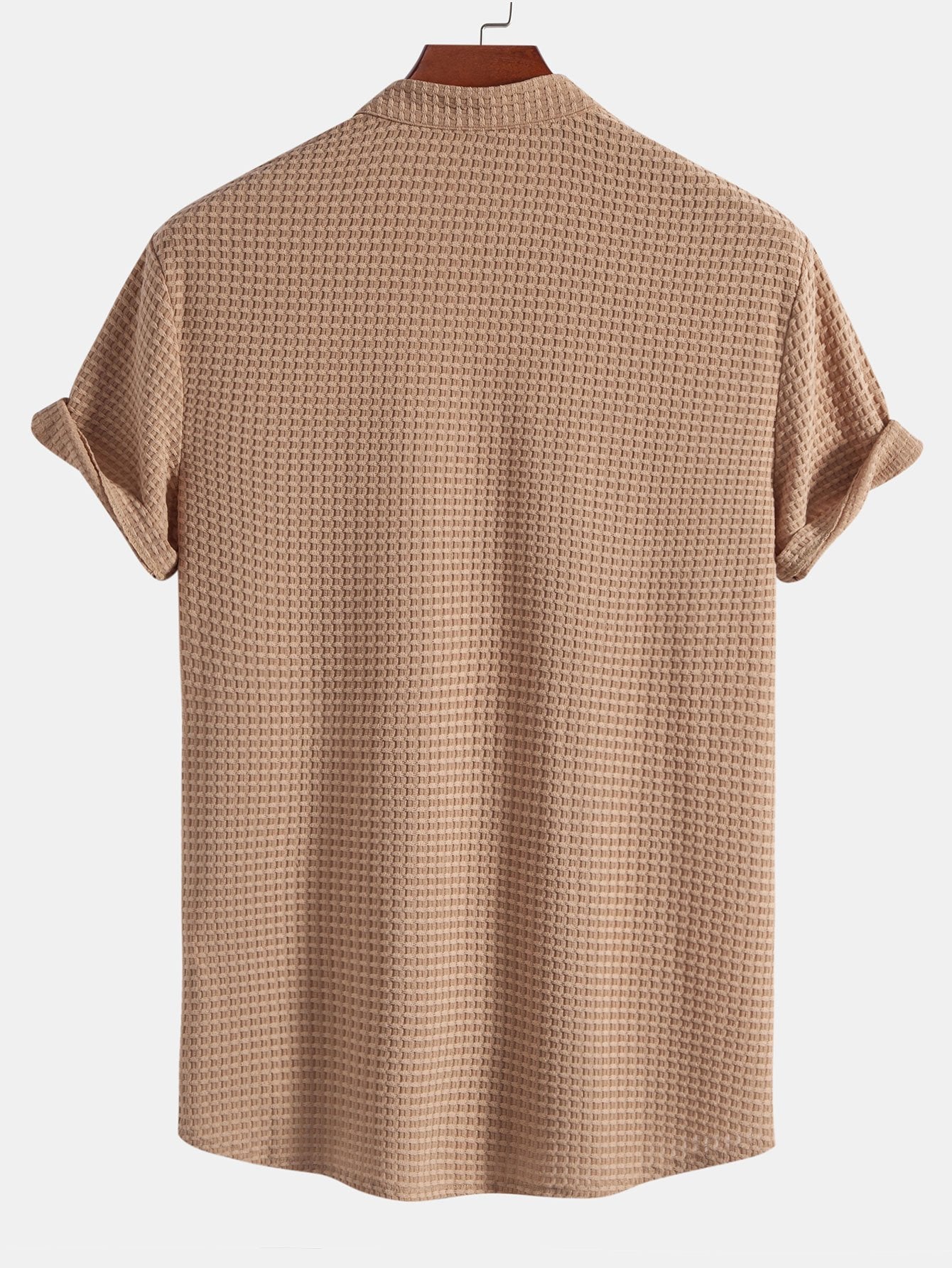 Camisa Muscle Fit Waffle Texture Stand Collar