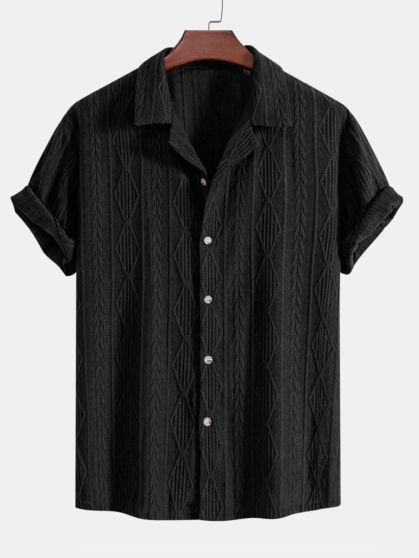Camisa Geometric Jacquard Eyelet Cuban