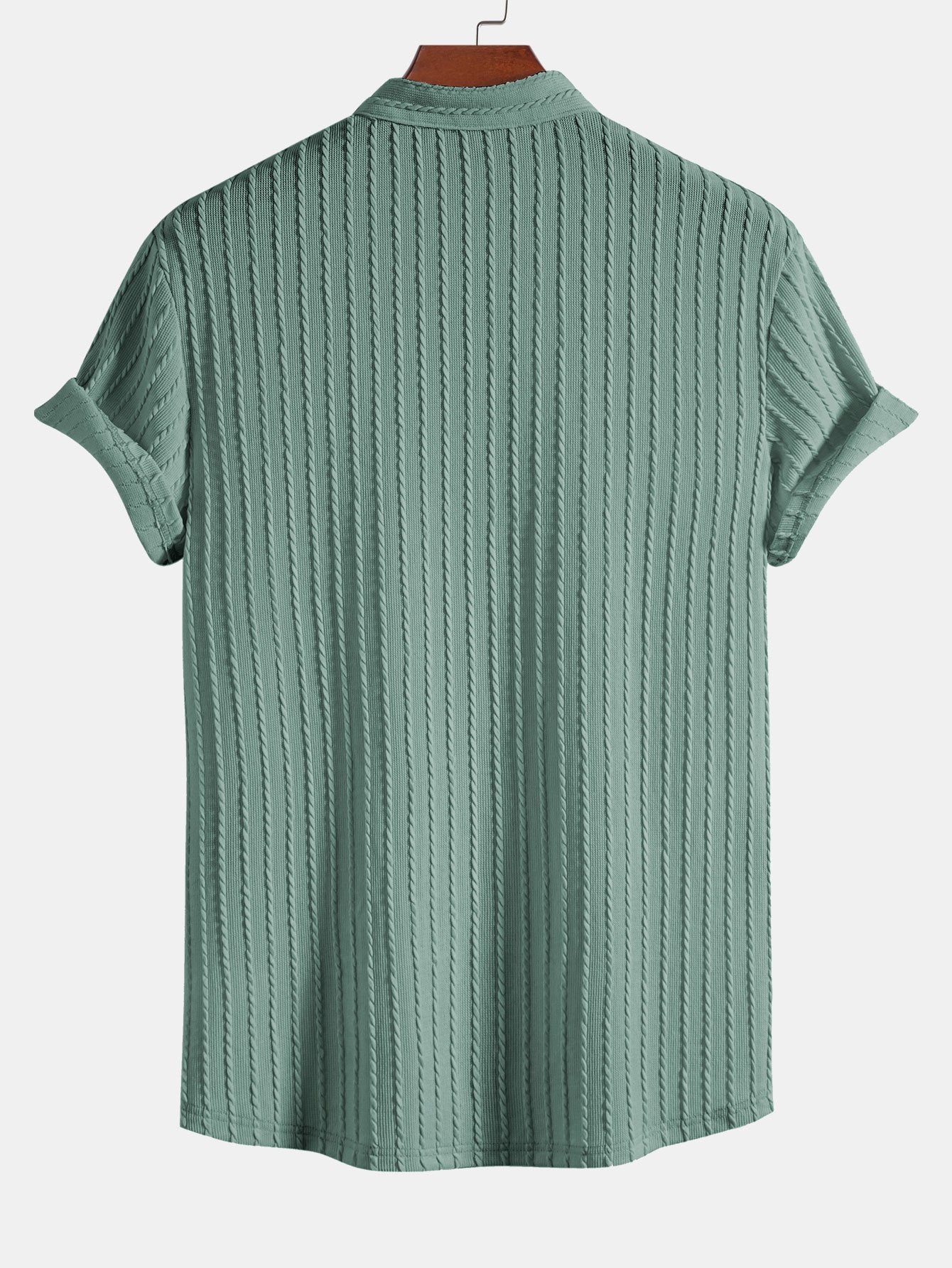 Camisa Muscle Fit Stand Collar tejidoted Ribbed