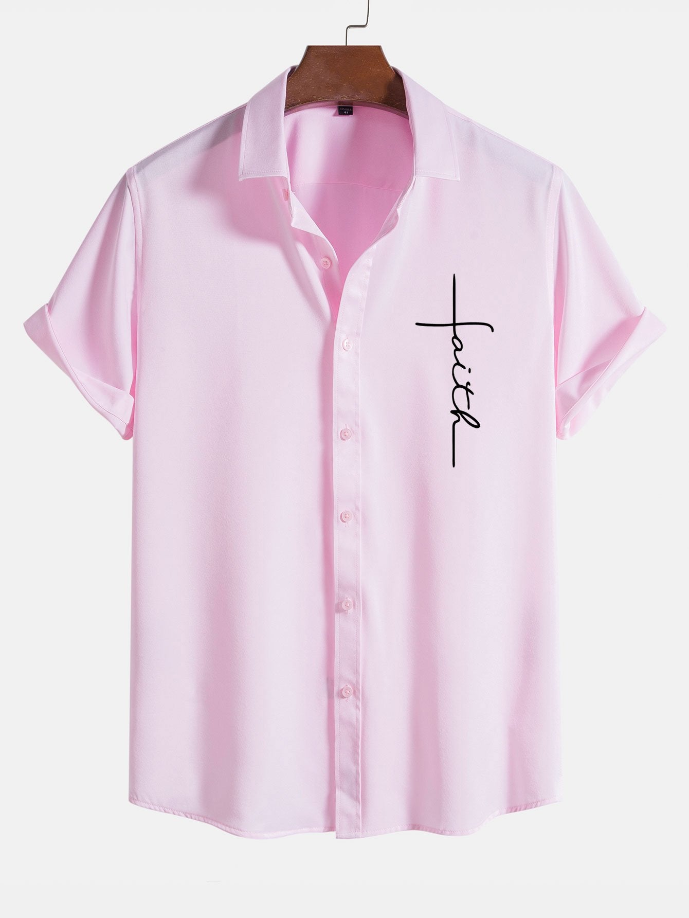 Camisa Faith Letter estampado Button Up