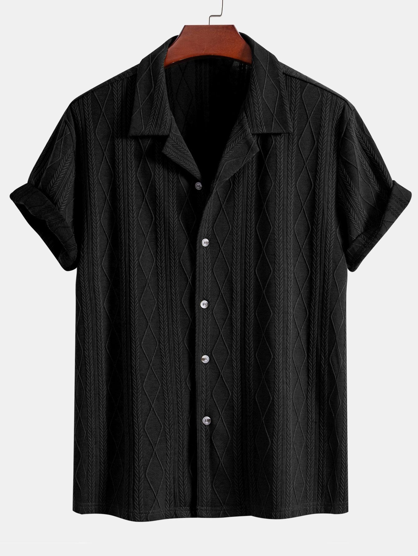 Camisa tejidoted Geometric Rhombus Jacquard Cuban