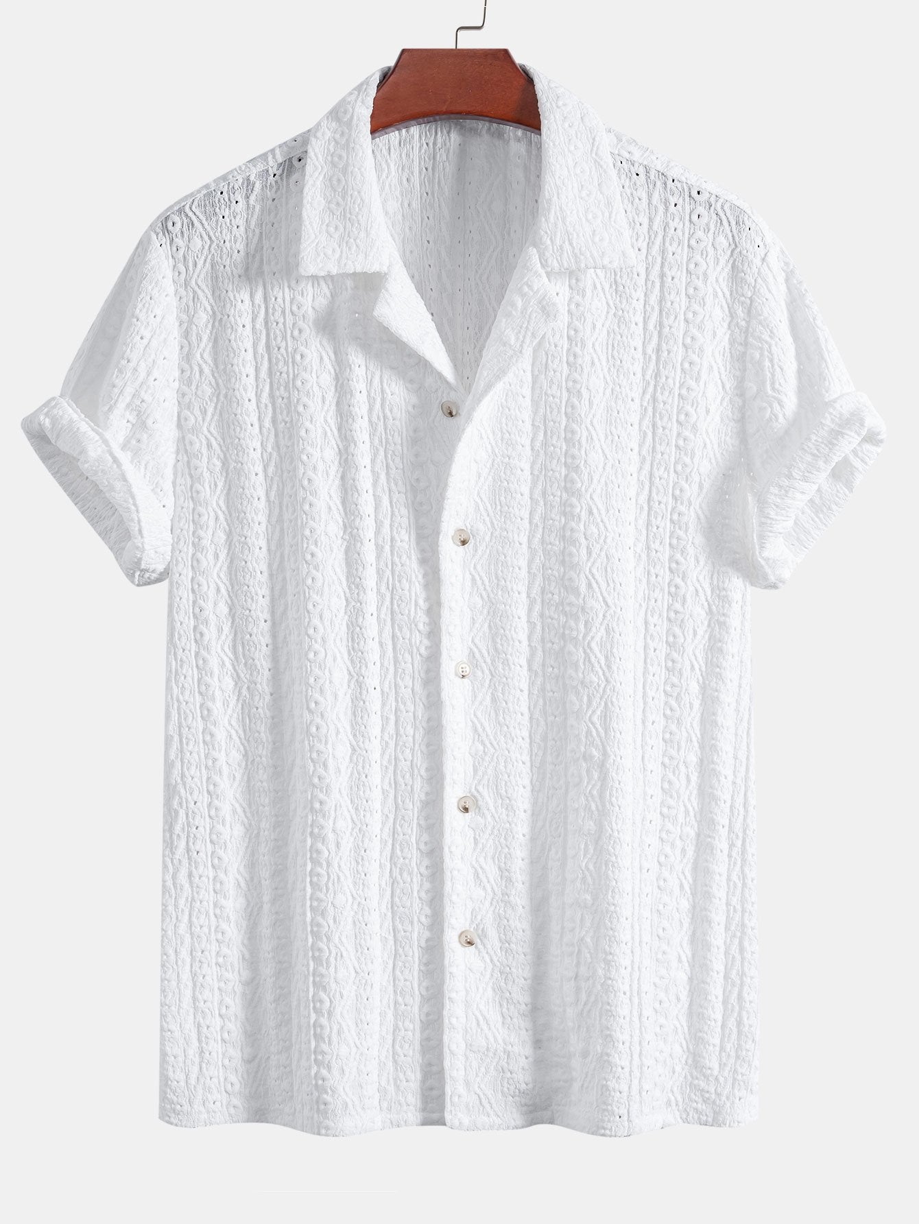Camisa Geometric Jacquard Textured Cuban