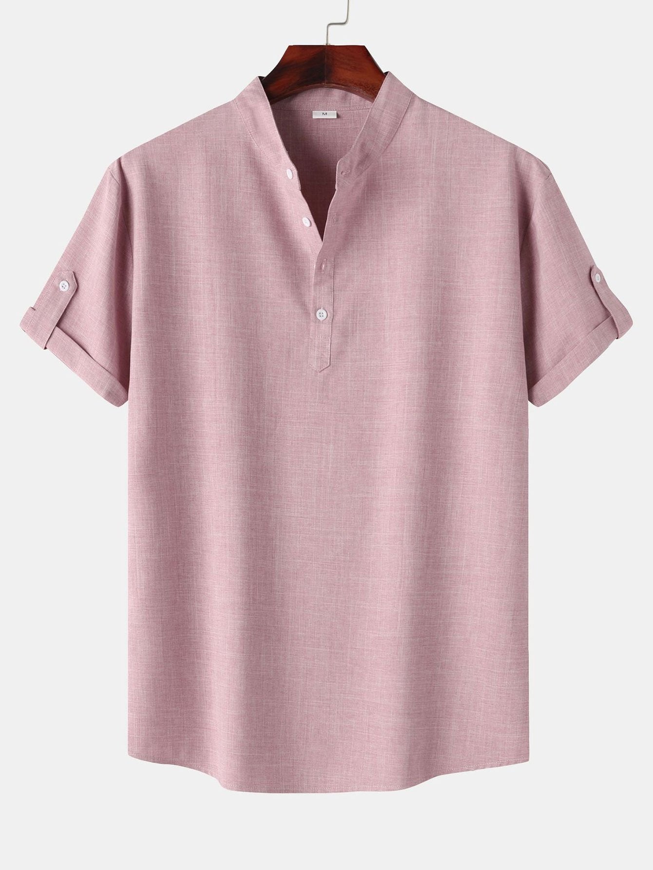 Camisa de manga corta de lino Look Henley