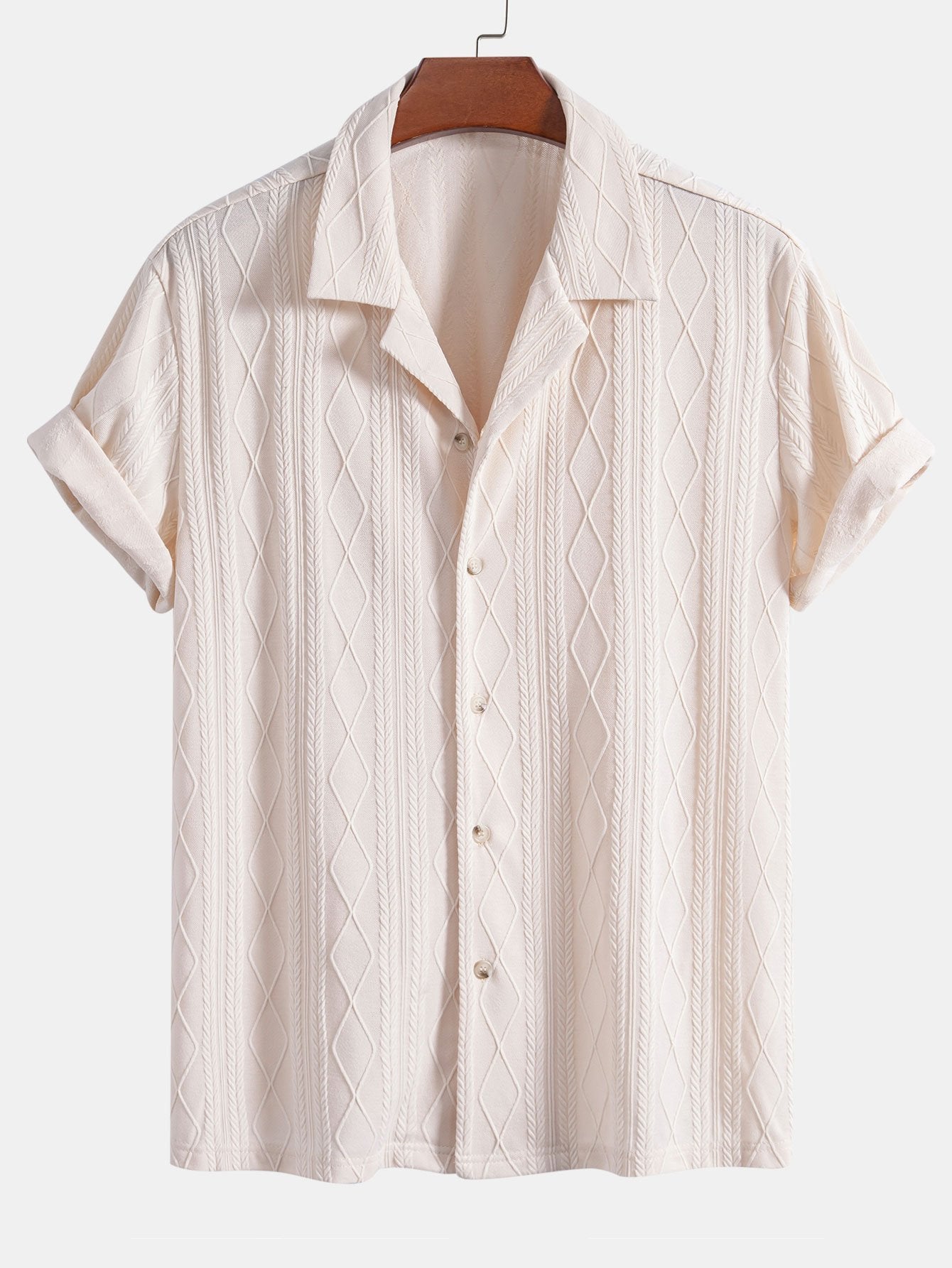 Camisa tejidoted Geometric Rhombus Jacquard Cuban