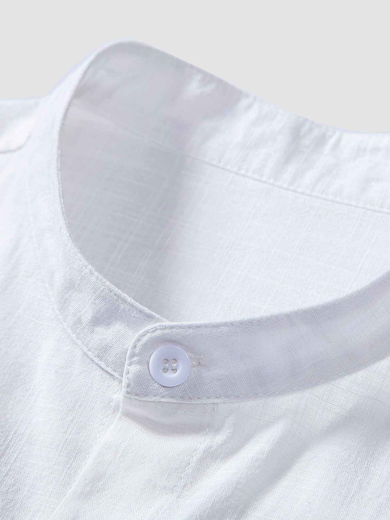 Camisa de lino Look de algodón Stand Collar