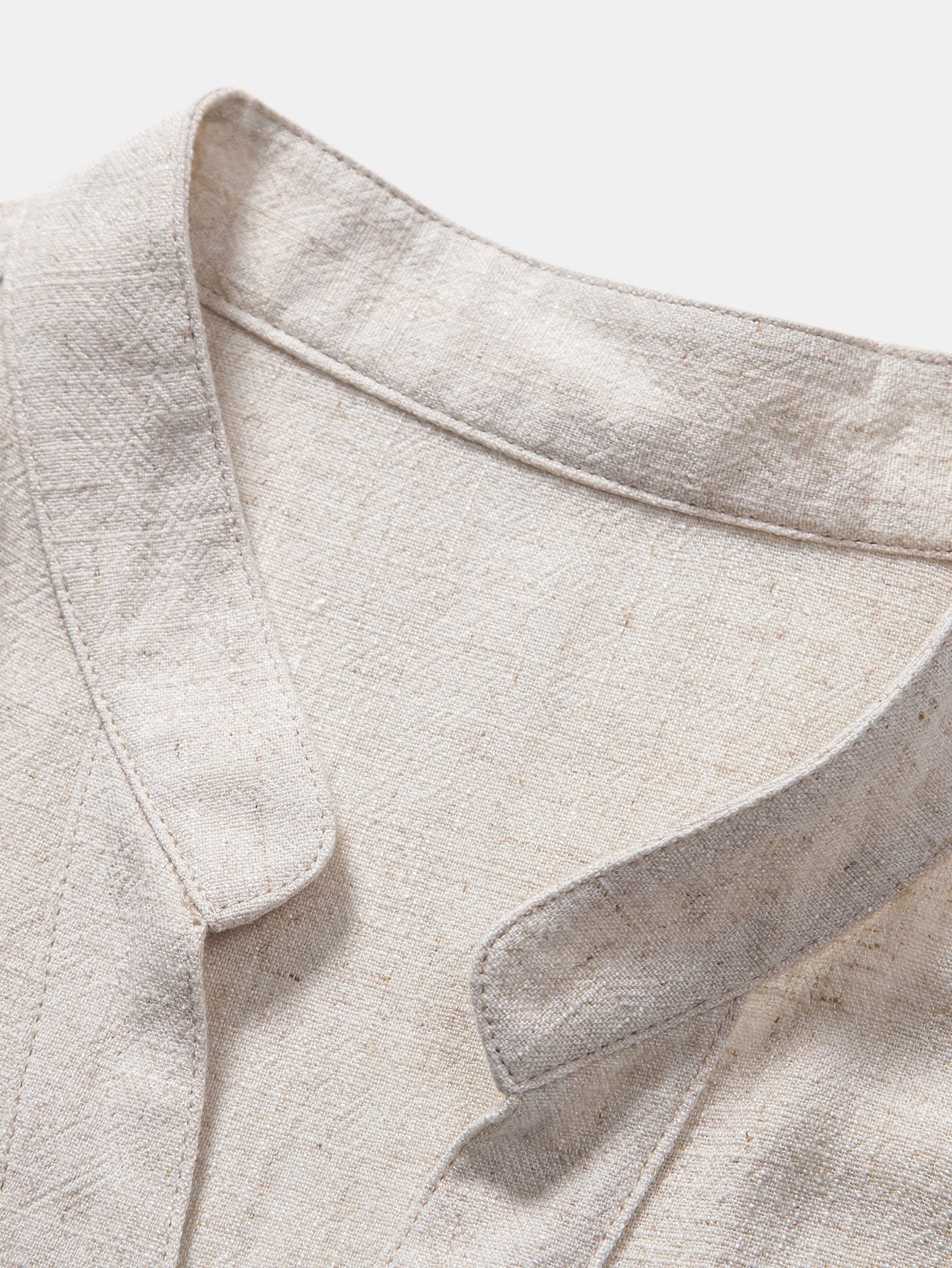 Camisa de manga corta V Neck de lino Rayon Blend