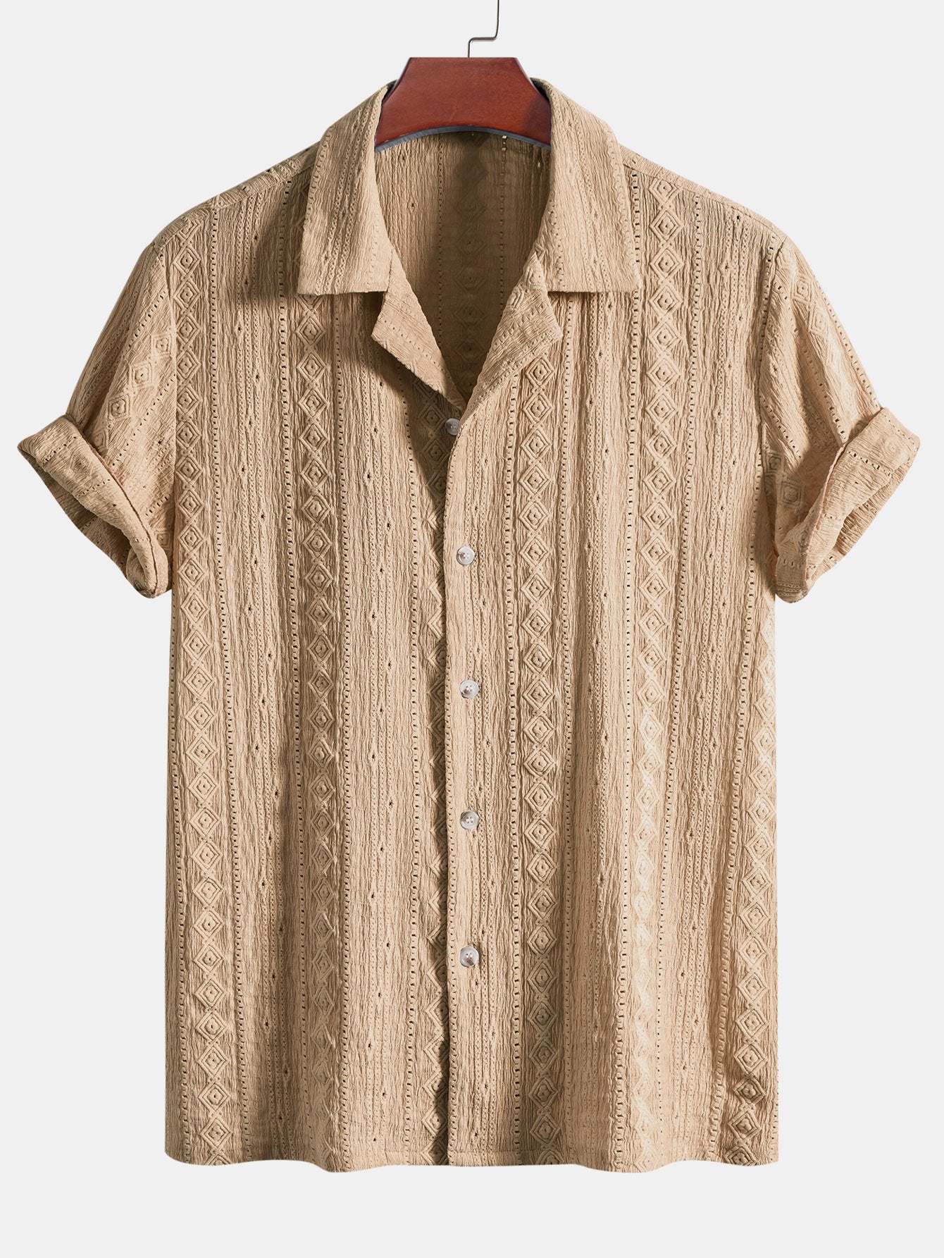 Camisa Geometric Jacquard Textured Cuban
