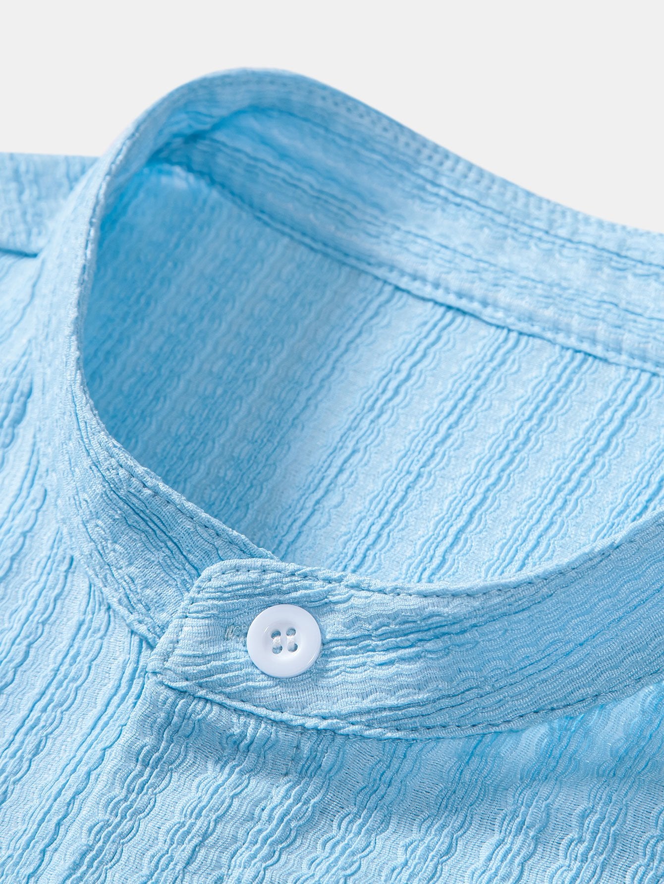 Camisa Muscle Fit Texture Ribbed Stand Collar
