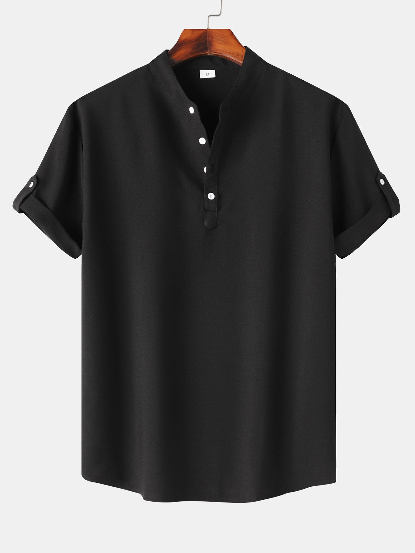 Camisa de manga corta de lino Look Henley