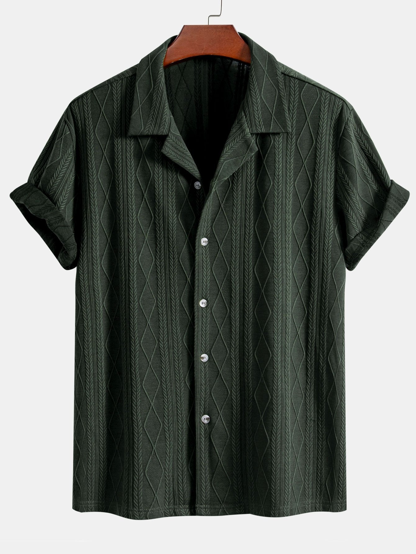 Camisa tejidoted Geometric Rhombus Jacquard Cuban