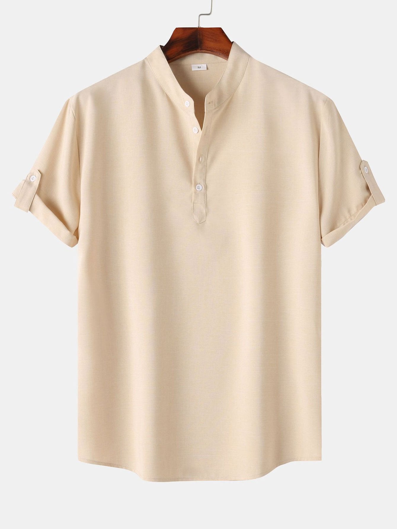 Camisa de manga corta de lino Look Henley
