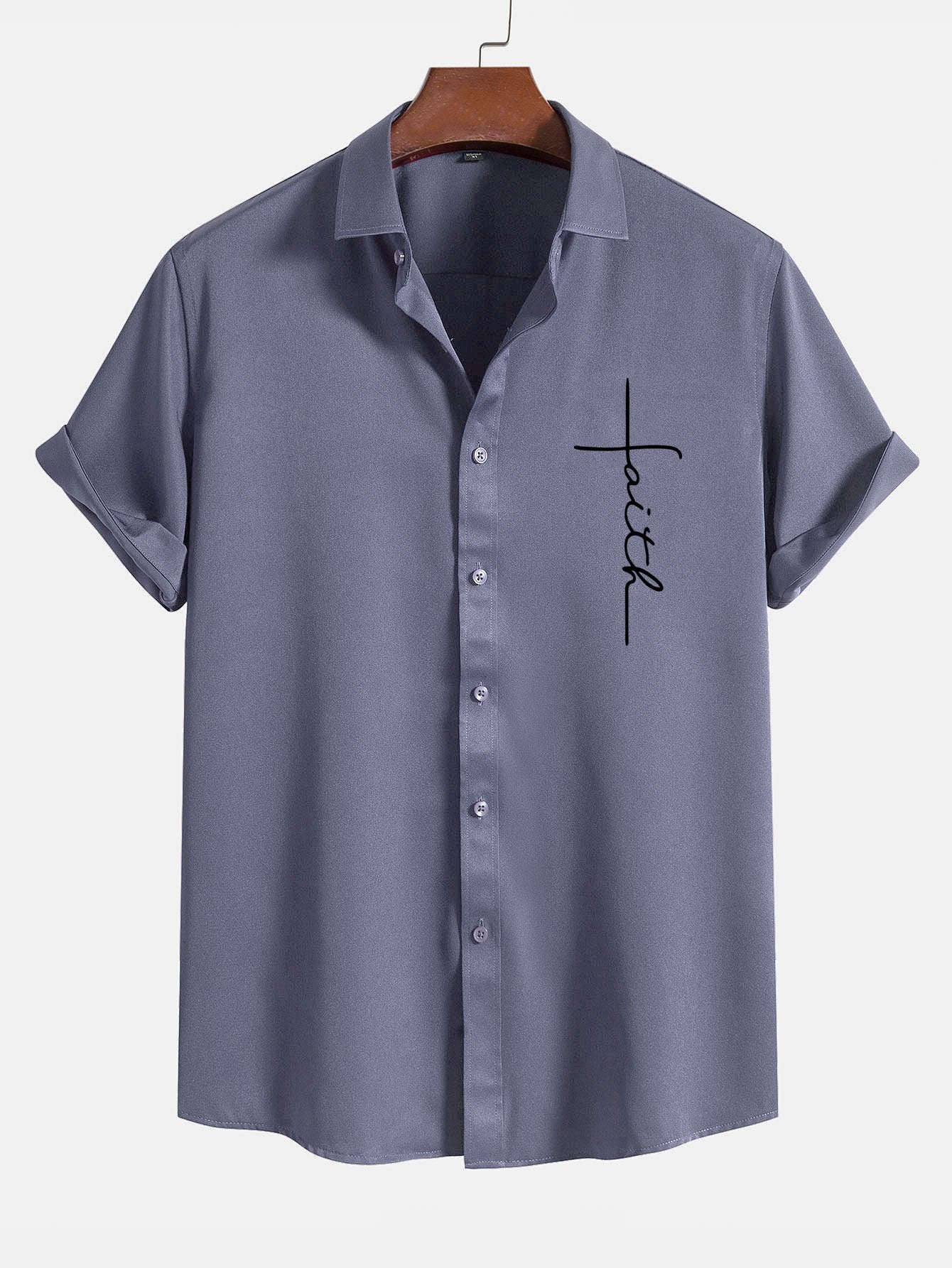 Camisa Faith Letter estampado Button Up