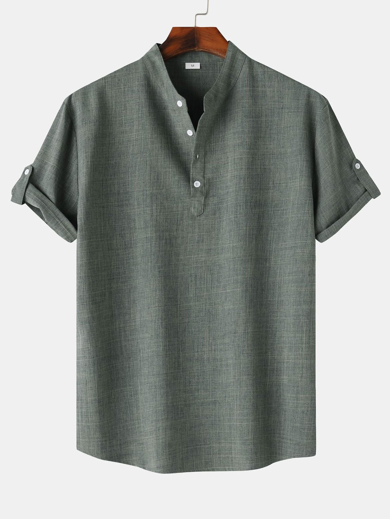 Camisa de manga corta de lino Look Henley