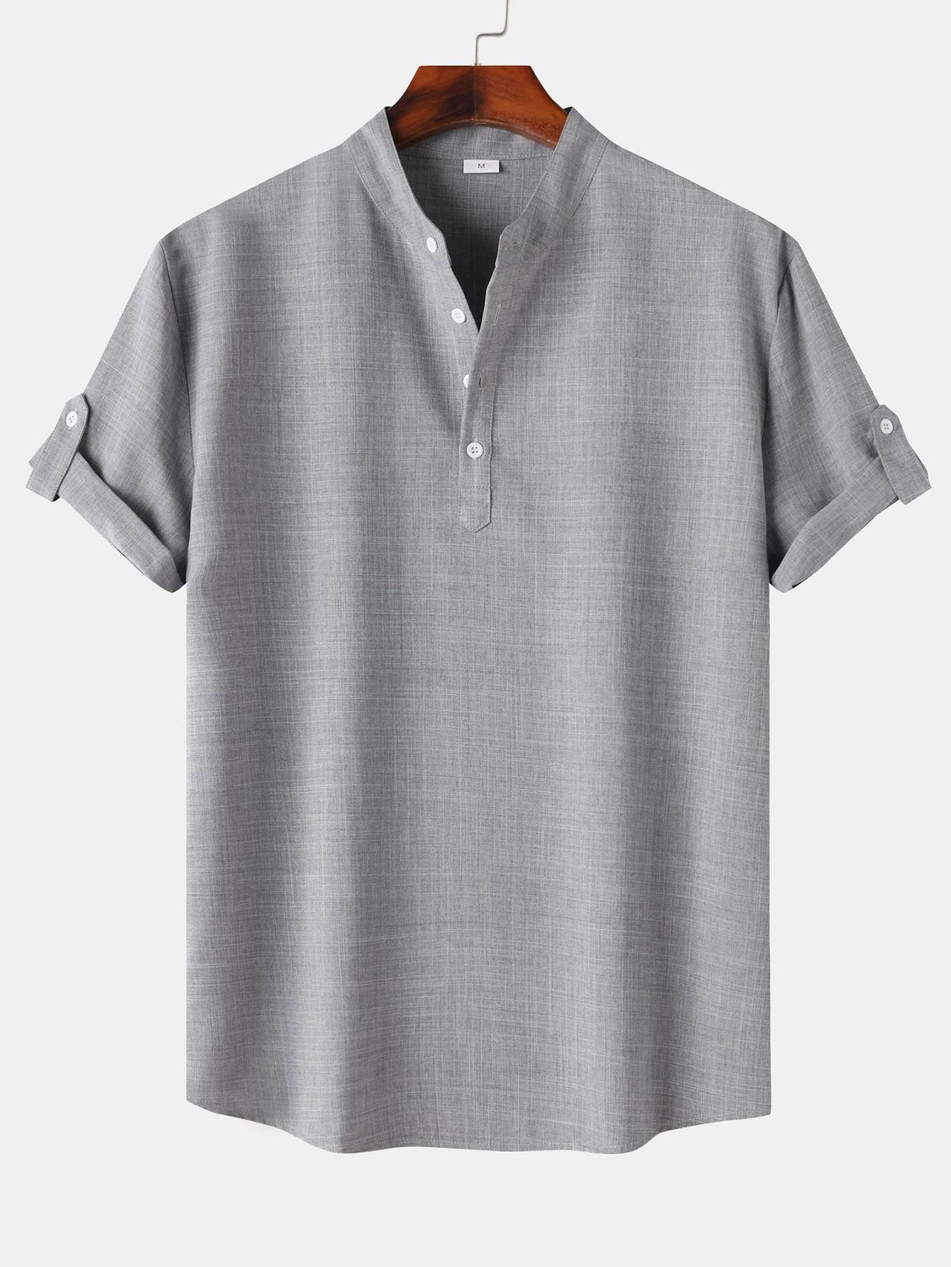 Camisa de manga corta de lino Look Henley