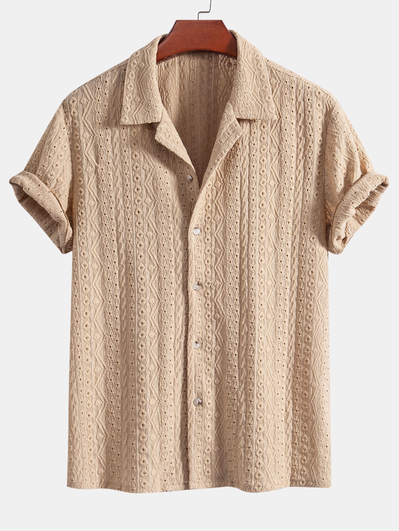 Camisa Geometric Jacquard Textured Cuban