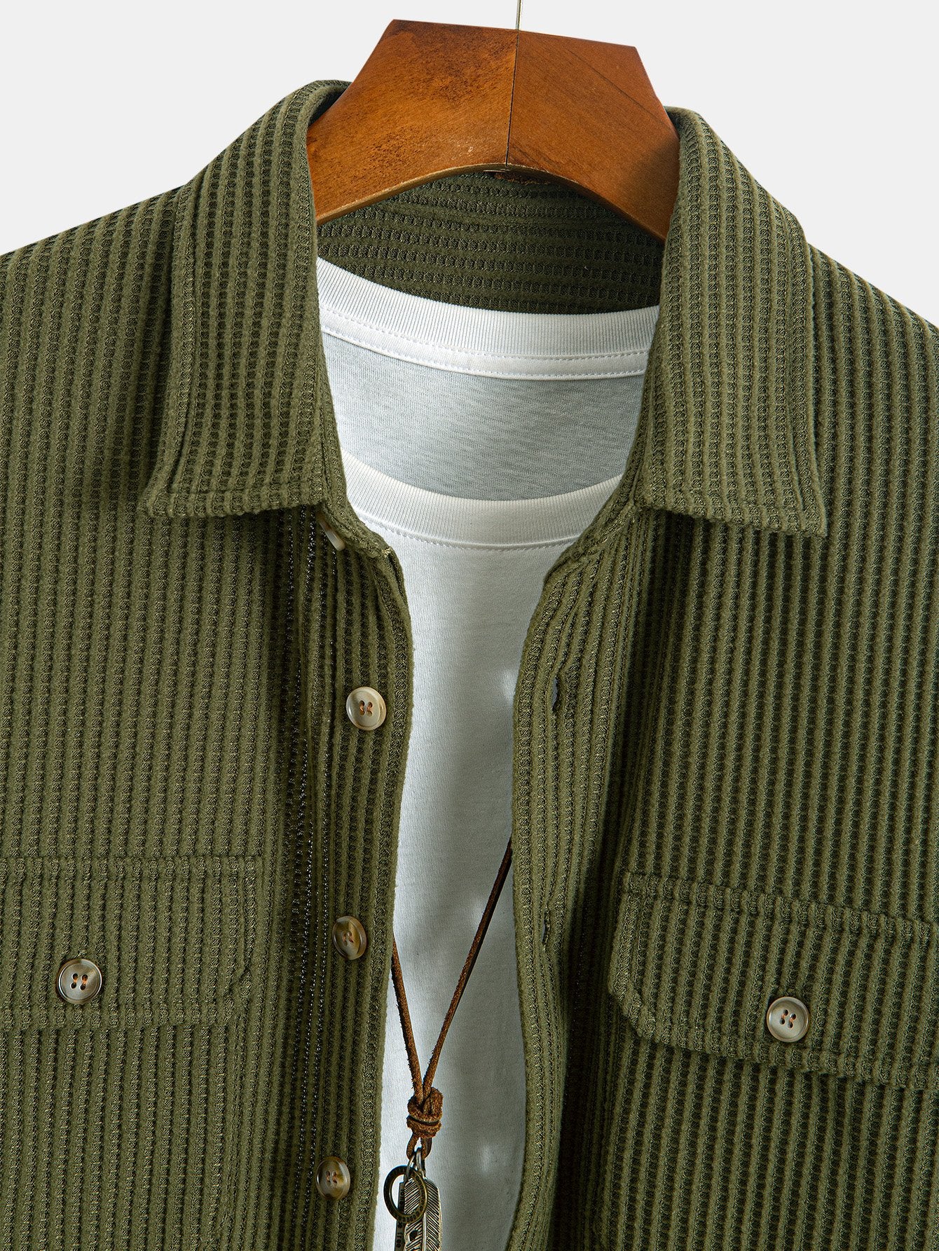 Camisa Double Pocket Waffle Button Up