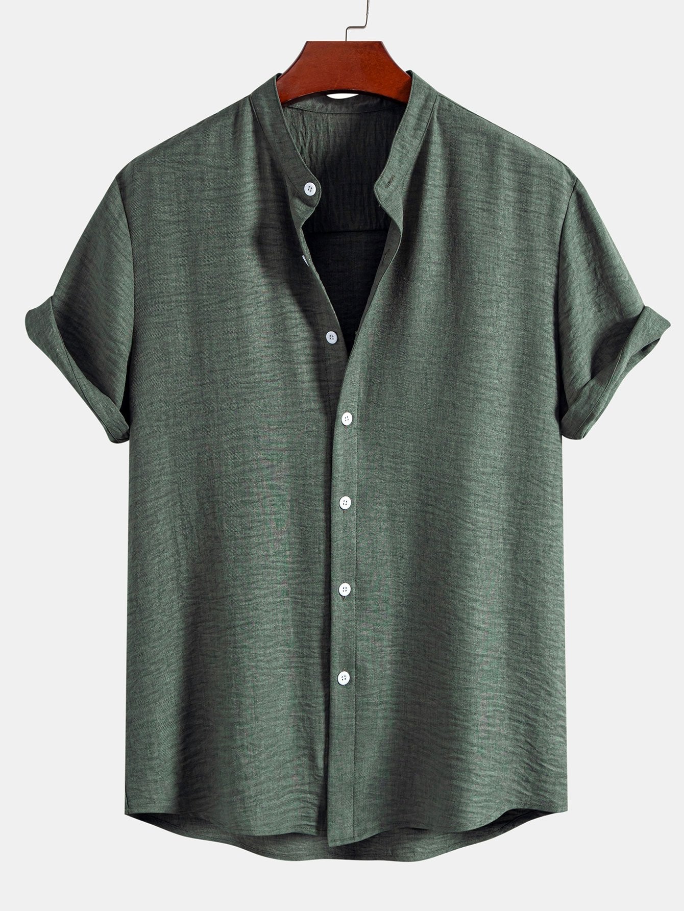 Camisa Stand Collar Textured