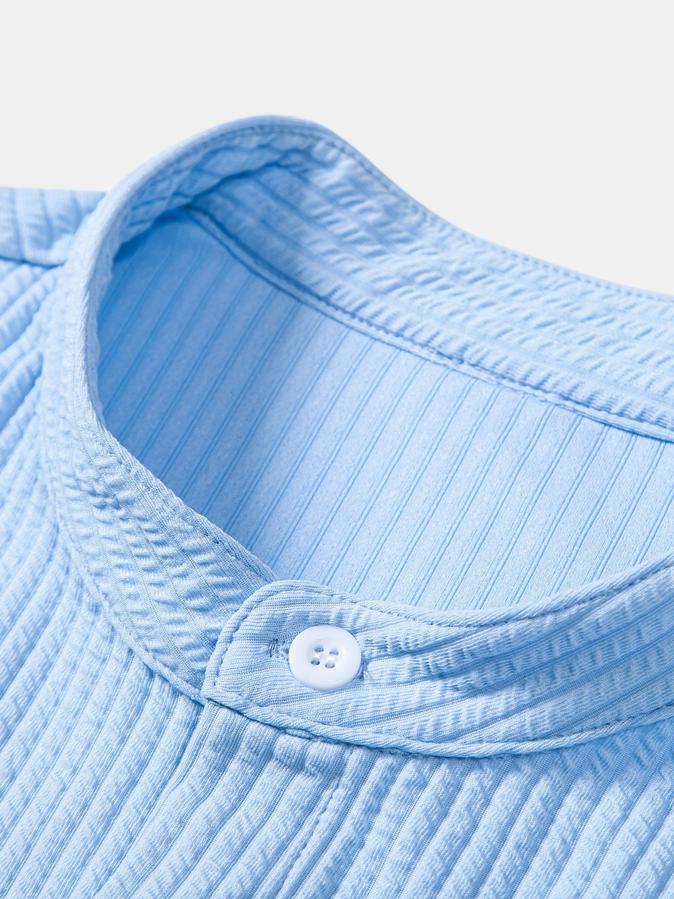 Camisa de manga larga Muscle Fit Ribbed Stand Collar