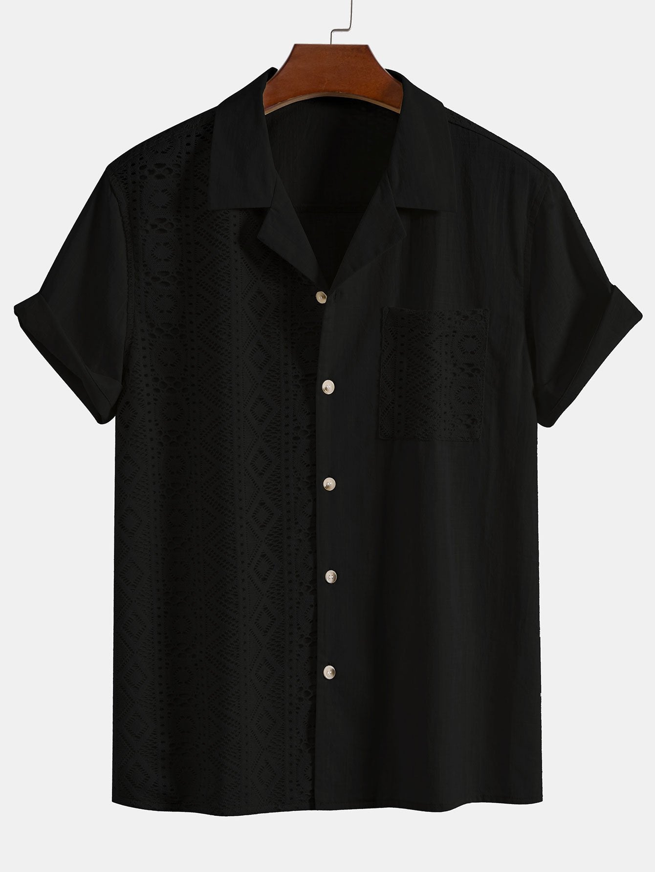 Camisa Geometric Textured Patchpara trabajo Cuban