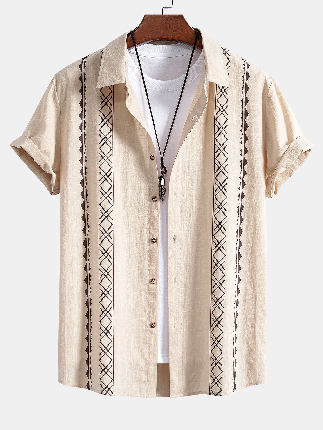 Camisa Geometric estampado de lino Look