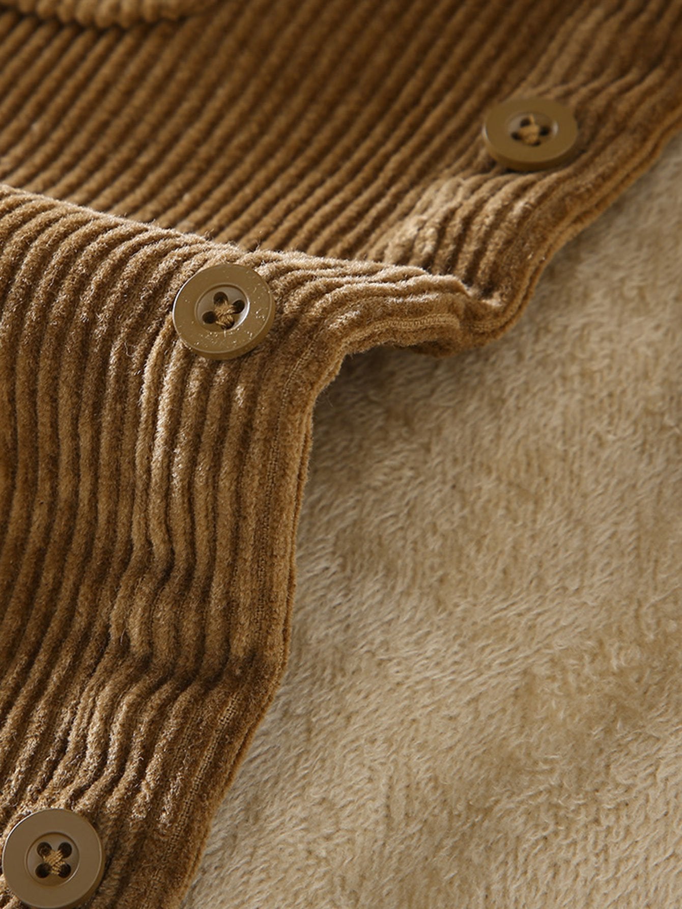 Camisa Fleece Lined de algodón Corduroy Button Up