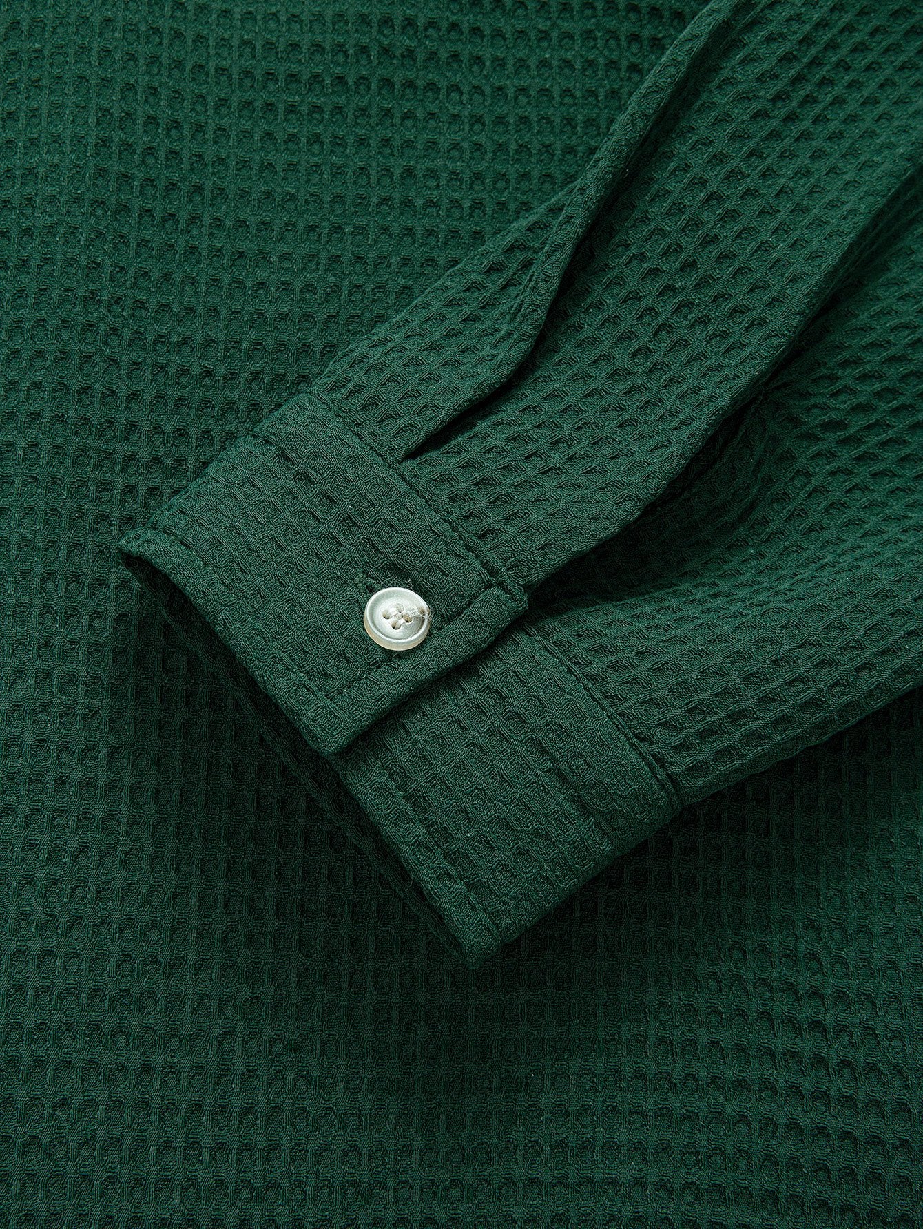 Camisa de manga larga Waffle Cuban Collar