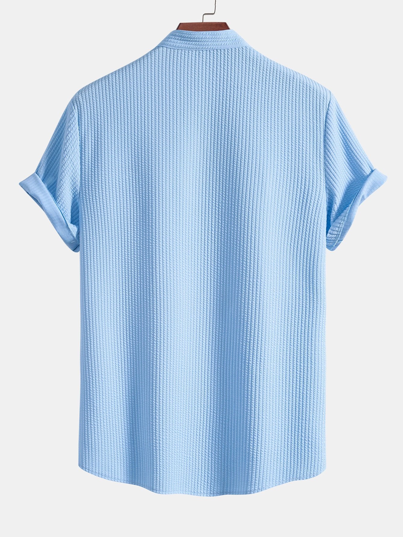 Camisa Muscle Fit Ribbed Stand Collar
