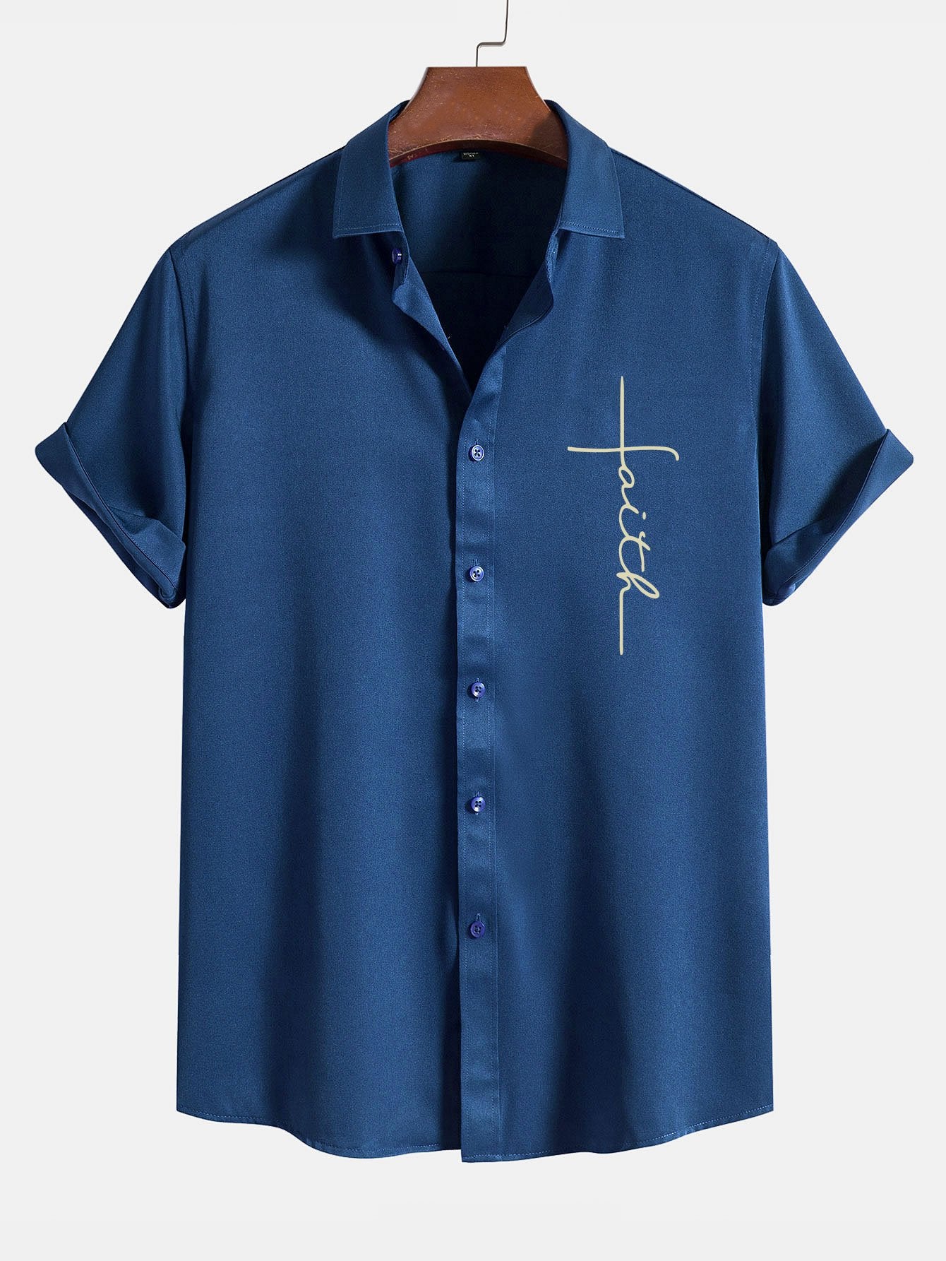 Camisa Faith Letter estampado Button Up