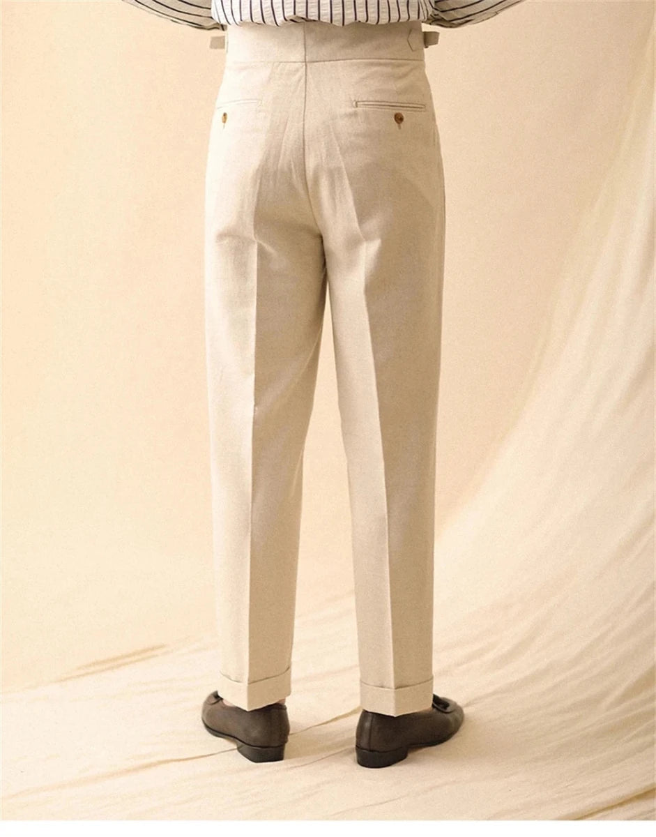 Pantalón de lino straight fit ejecutivo