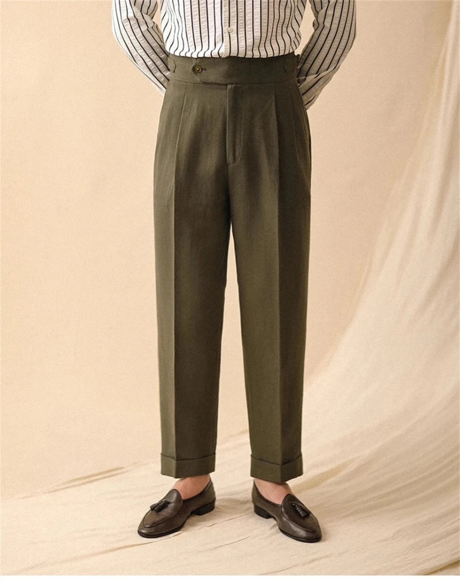 Pantalón de lino straight fit ejecutivo