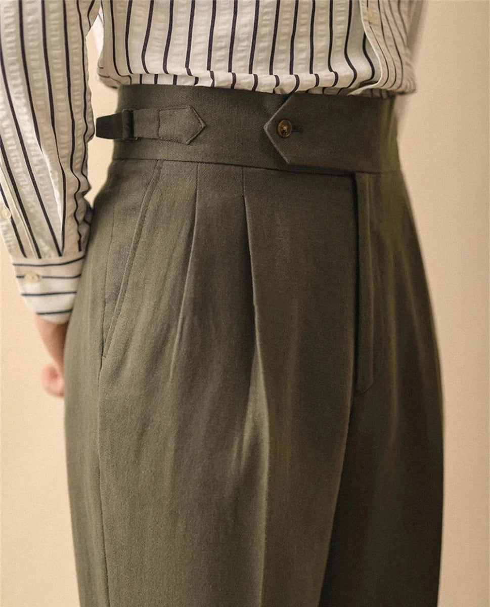 Pantalón de lino straight fit ejecutivo