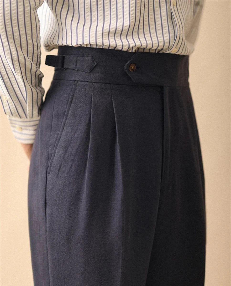 Pantalón de lino straight fit ejecutivo