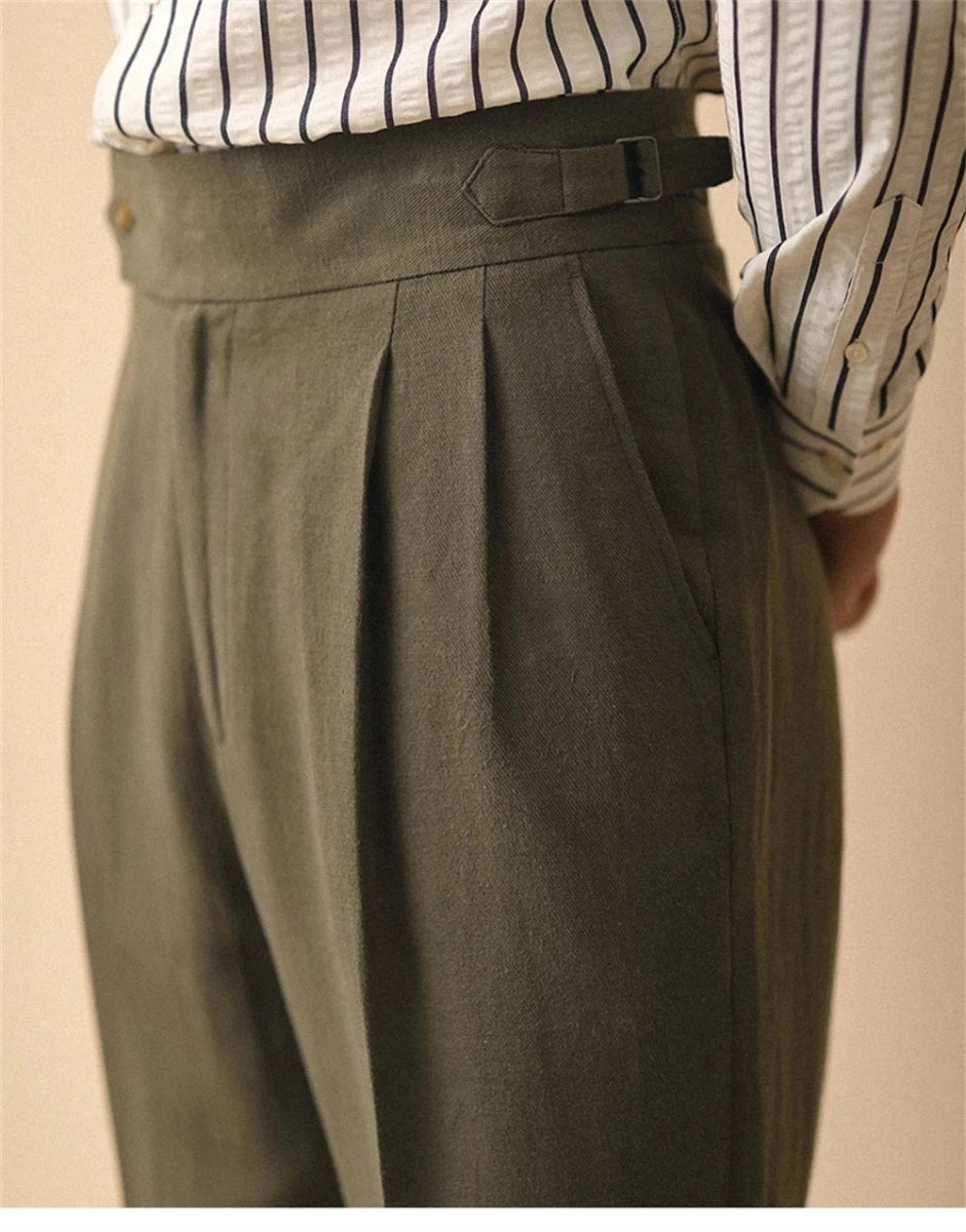 Pantalón de lino straight fit ejecutivo