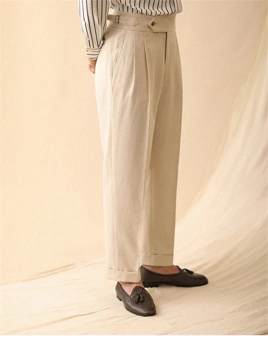 Pantalón de lino straight fit ejecutivo