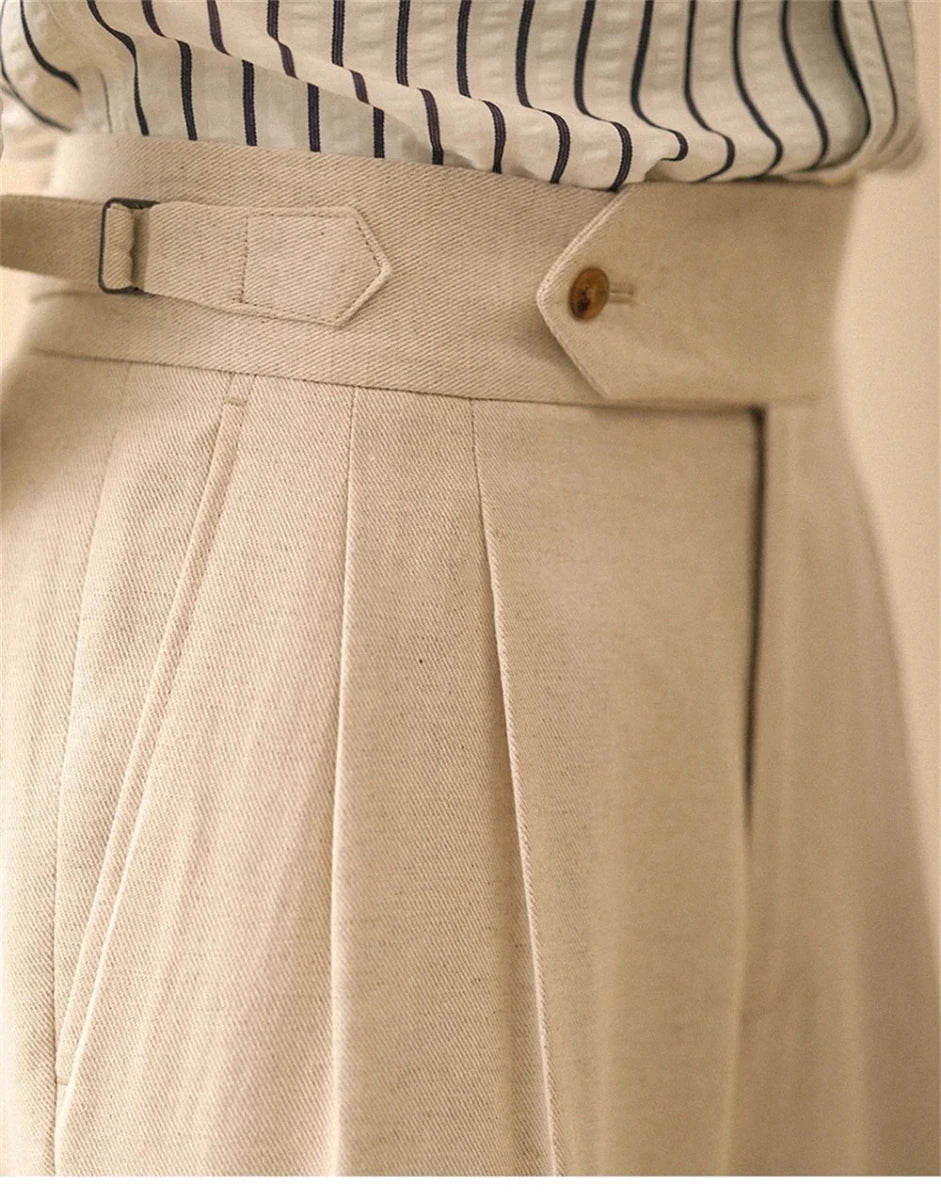 Pantalón de lino straight fit ejecutivo