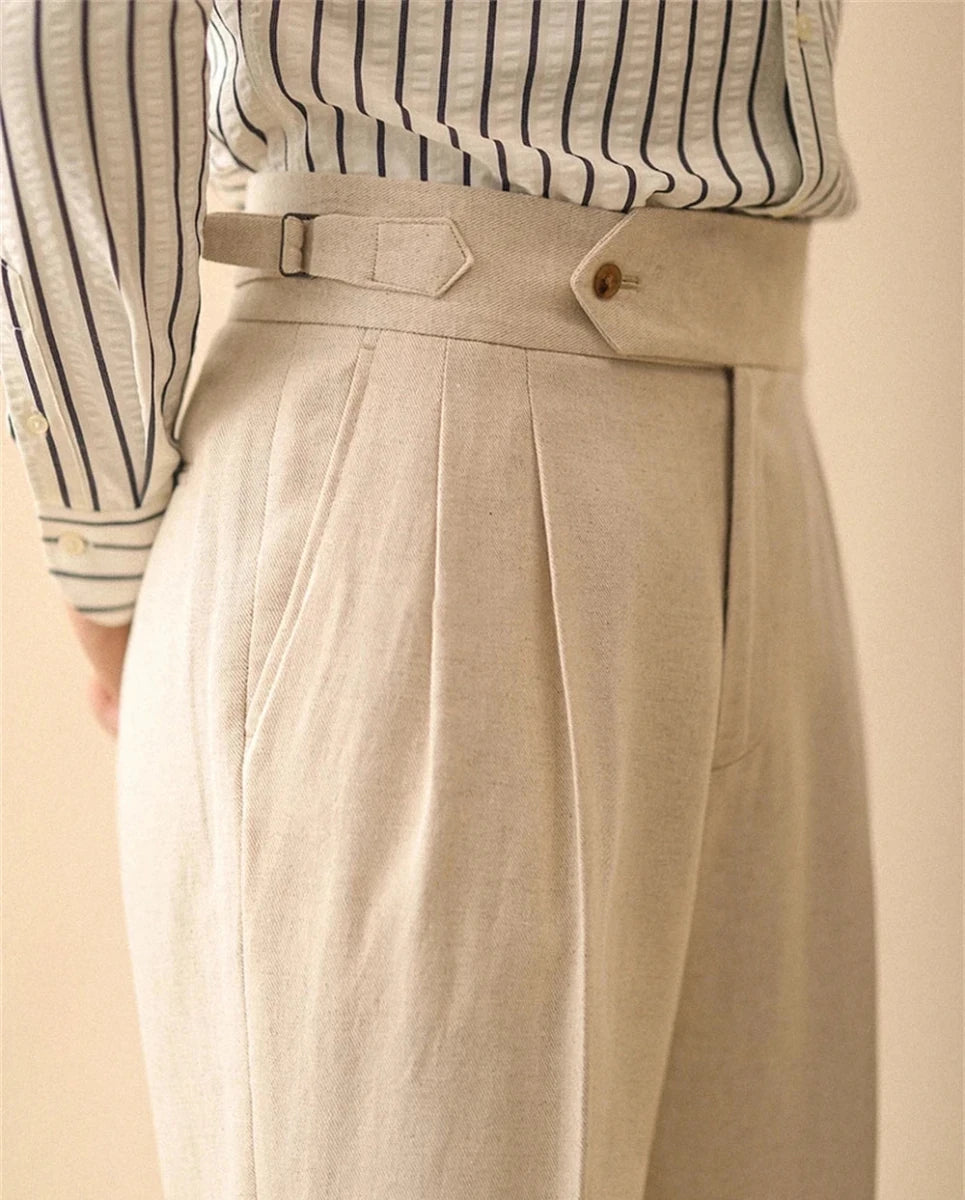 Pantalón de lino straight fit ejecutivo