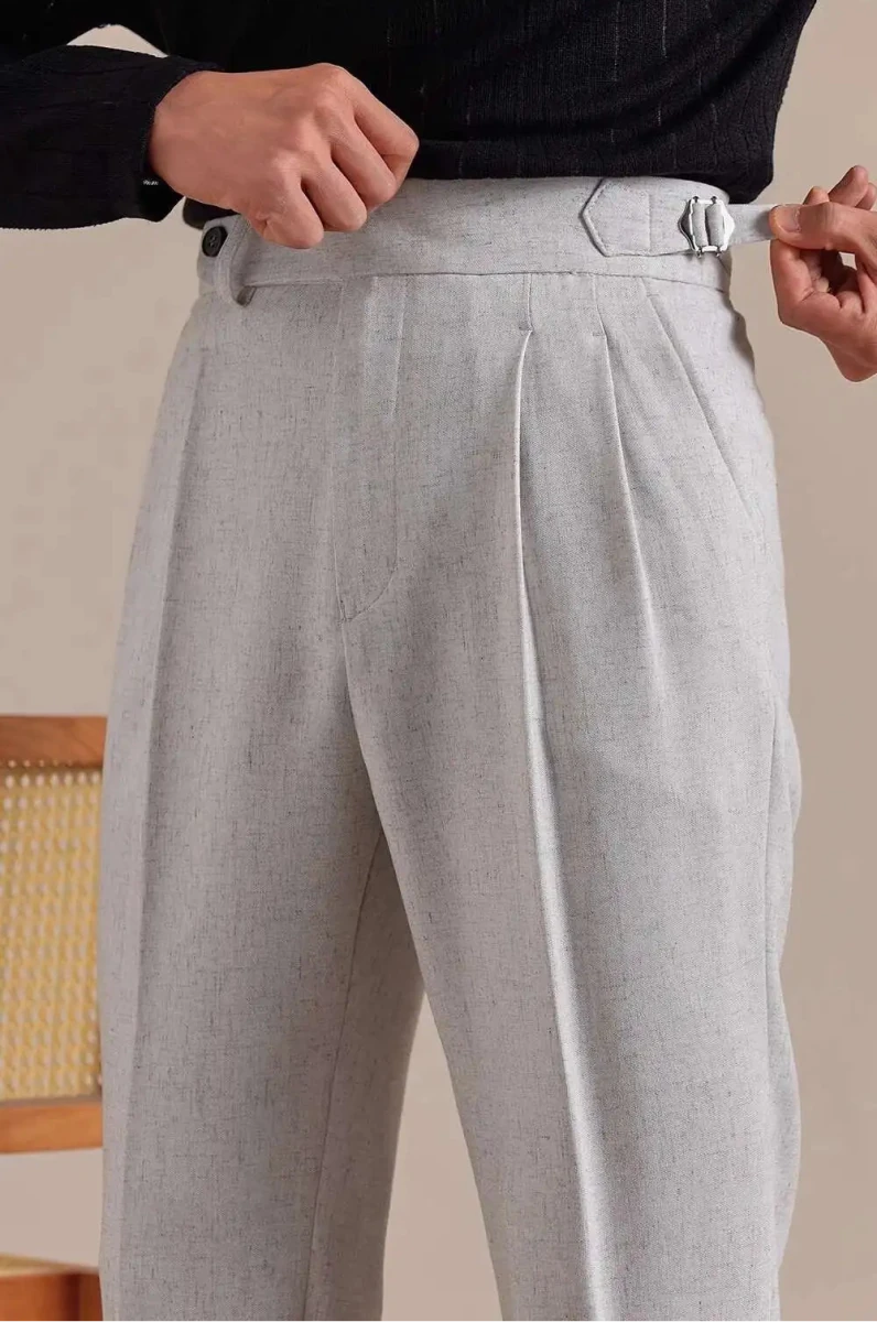 Pantalón de lino straight fit suit
