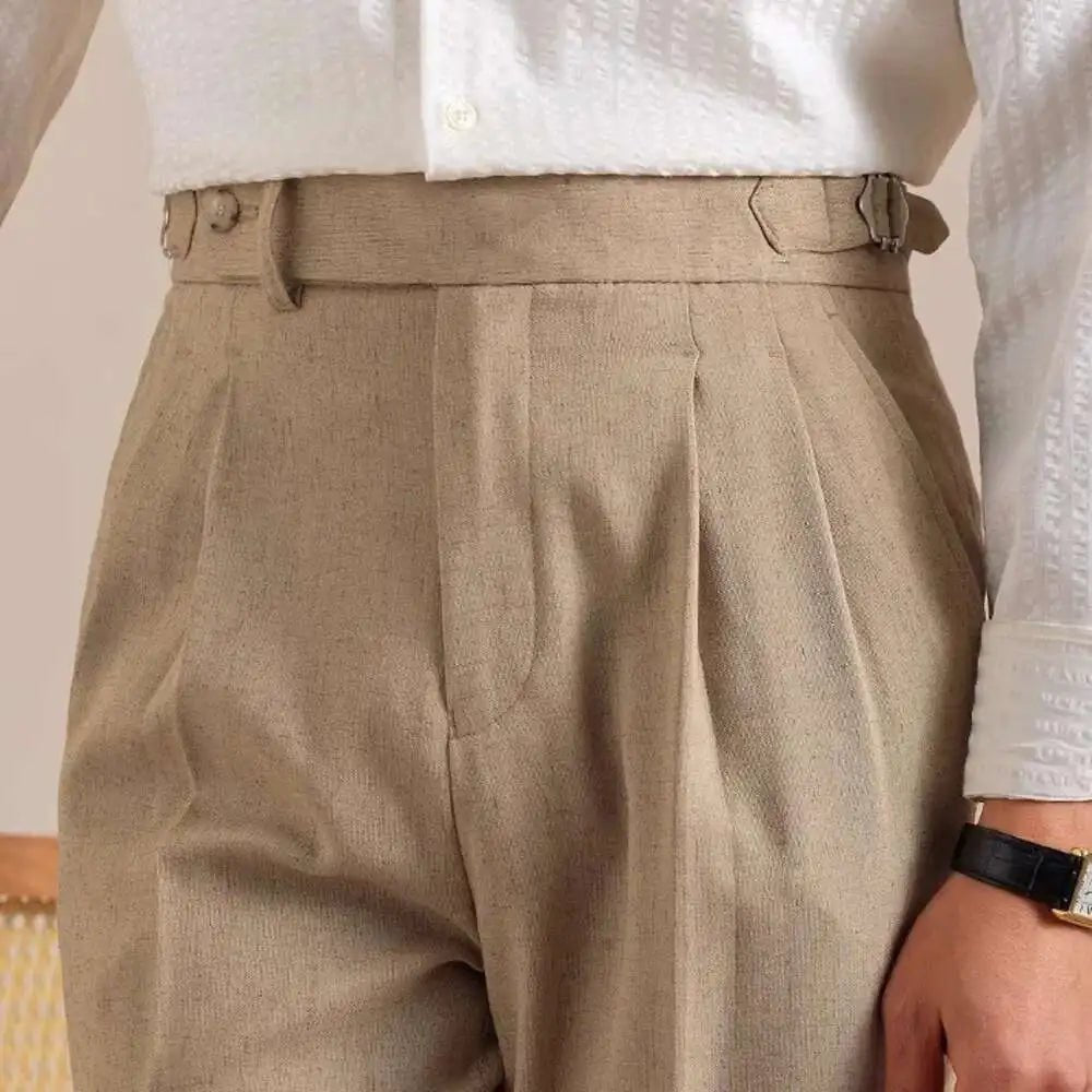 Pantalón de lino straight fit suit