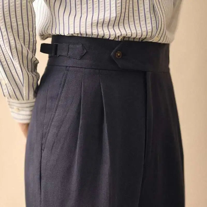 De lino summer high-waist elegant trousers