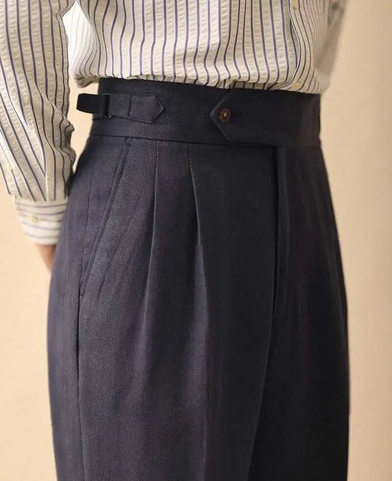 De lino summer high-waist elegant trousers