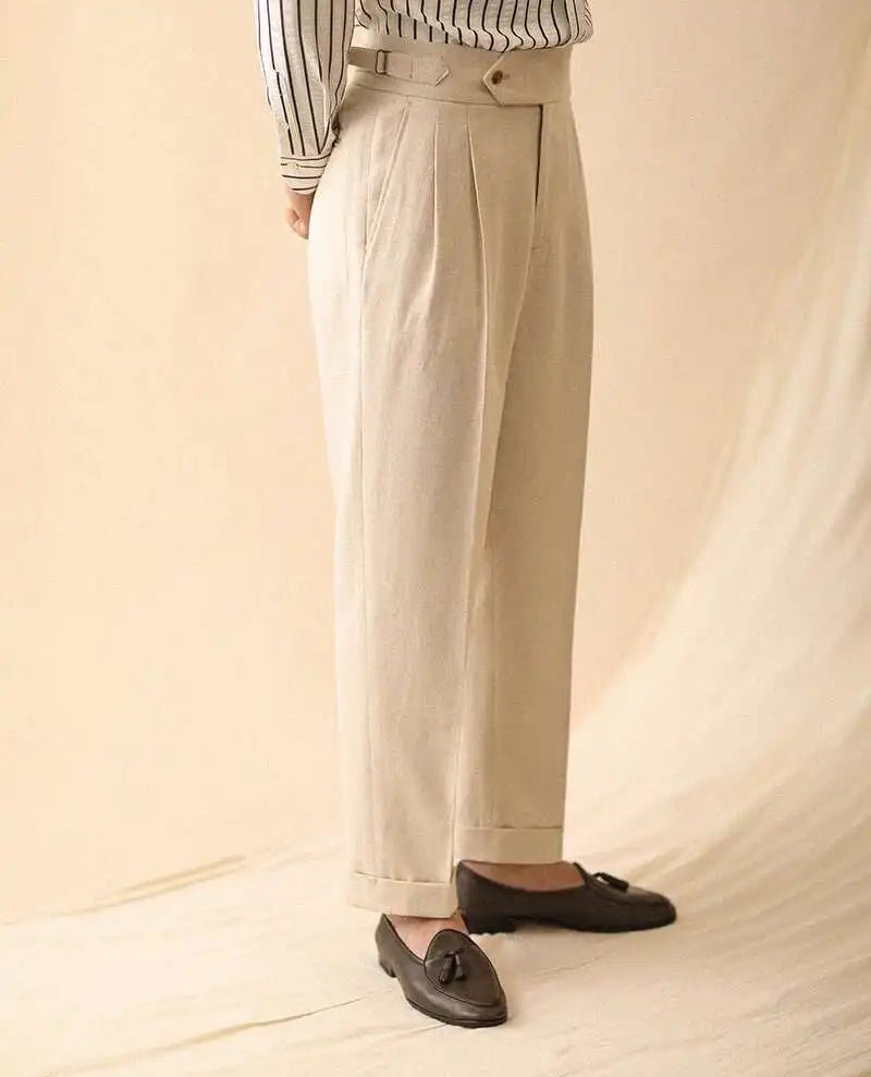 De lino summer high-waist elegant trousers