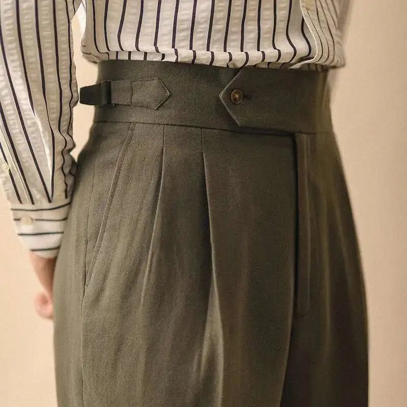 De lino summer high-waist elegant trousers
