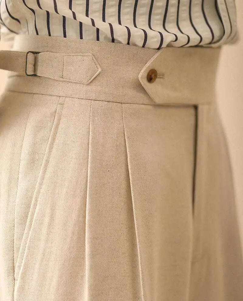 De lino summer high-waist elegant trousers
