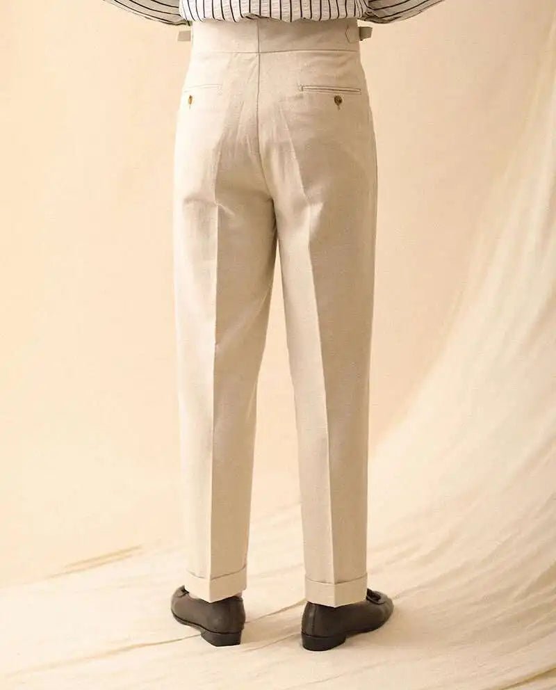 De lino summer high-waist elegant trousers