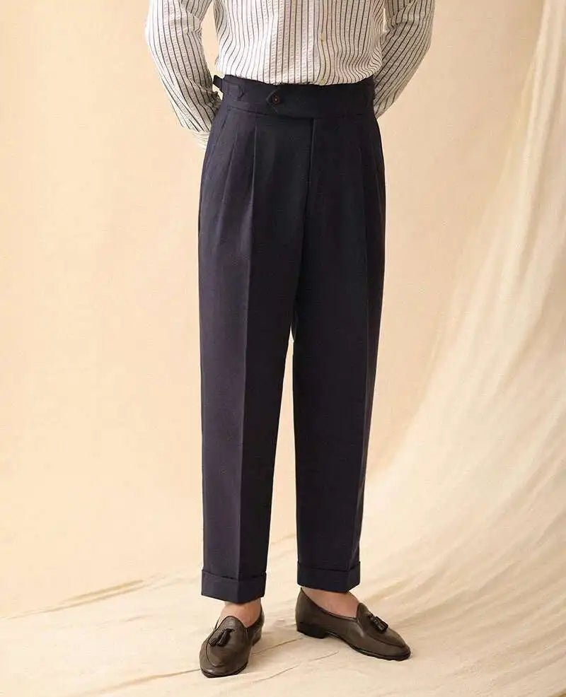 De lino summer high-waist elegant trousers