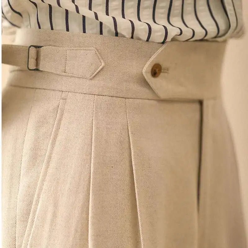 De lino summer high-waist elegant trousers