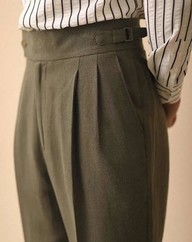 De lino summer high-waist elegant trousers