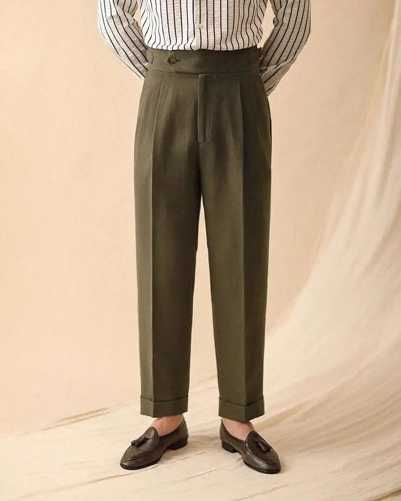 De lino summer high-waist elegant trousers