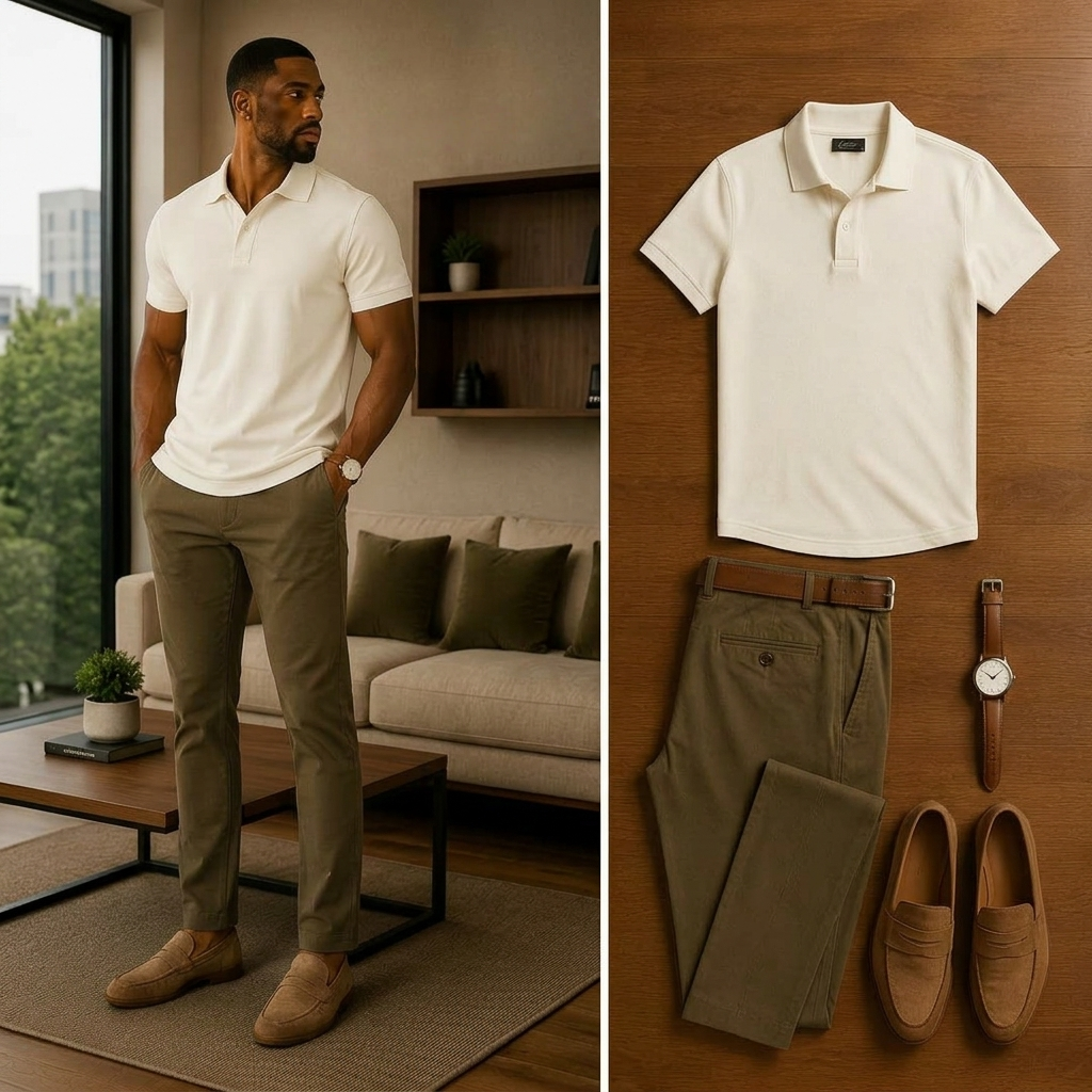 para hombre casual de manga corta camisa polo And pantalón conjunto de dos piezas