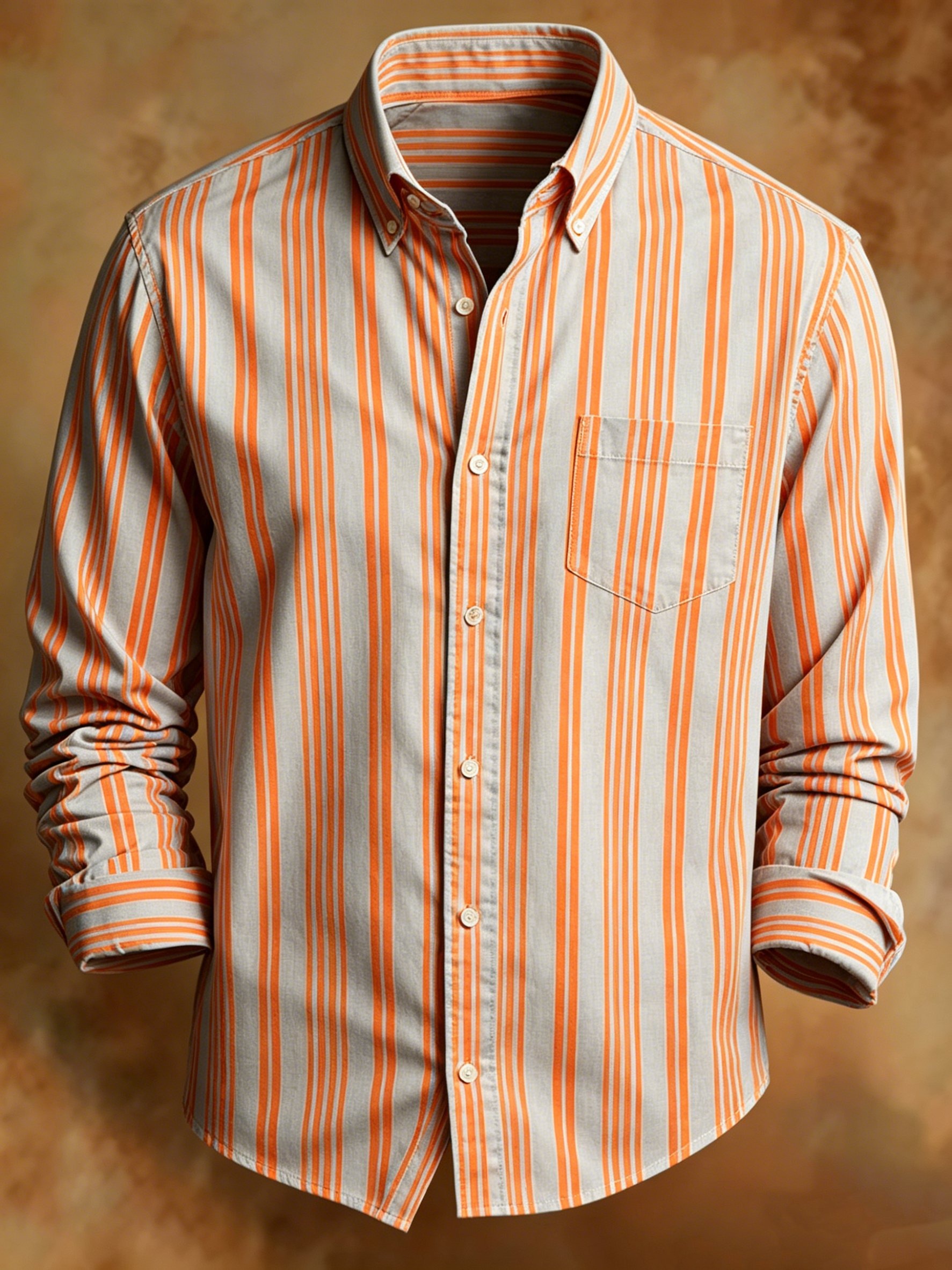 para hombre retro Orange Stripied Print ejecutivo camisa